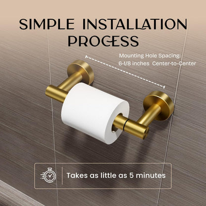 Day Moon™ - Toilet Paper Holder with Shelf - Modern Roll Holder for Bathroom - 1 Pack - Wall Mount - with Storage, Gold