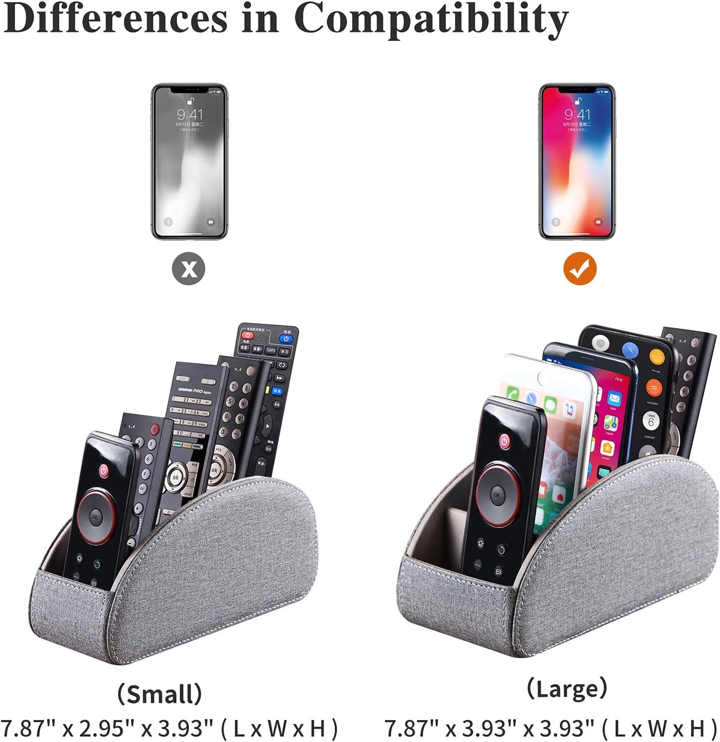 Pu Leather TV Remote Control Holder with 5 Compartments,Remote Caddy/Tray | Bedside Table Desk Storage Box/Organizer for Pen,DVD,Blu-Ray,Media Player,Heater Controller,Cosmetics,Glasses,Office Supplies