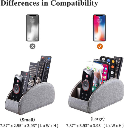 Pu Leather TV Remote Control Holder with 5 Compartments,Remote Caddy/Tray | Bedside Table Desk Storage Box/Organizer for Pen,DVD,Blu-Ray,Media Player,Heater Controller,Cosmetics,Glasses,Office Supplies