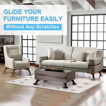 New Upgrade Furniture Sliders: Multi-Surface 3-in-1 Furniture Movers Slider | Heavy Moving Pads with 8PCS 4.3" Carpet Sliders + 4PCS Hard Floor Socks + 1 Lifter - Protect Floor and Easily Move Furniture