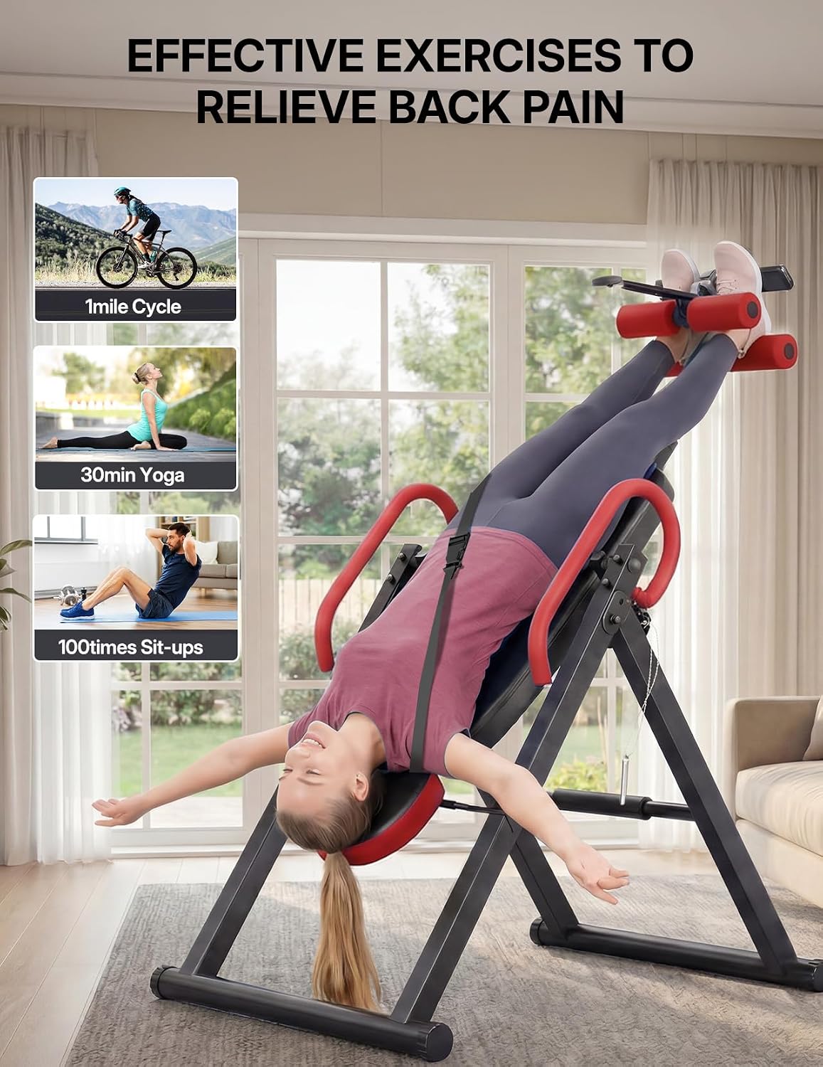 YOLEO Gravity Inversion Table for Back Pain Relief 2026 New Inversion Table w/Lumbar Support Easy to Assemble Back Stretcher Machine 300 lbs