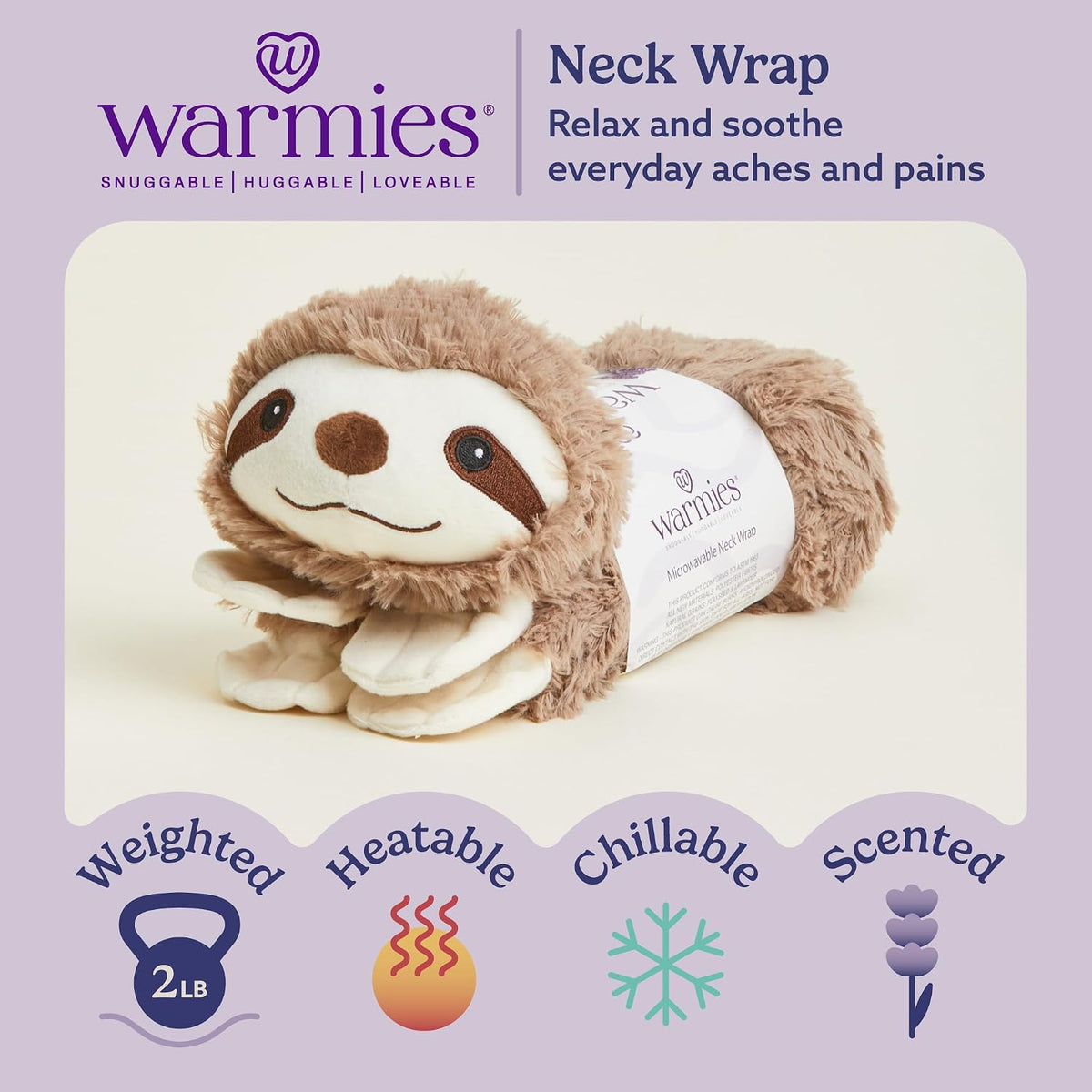 Intelex Warmies Microwavable French Lavender Scented Plush, Sloth Wrap
