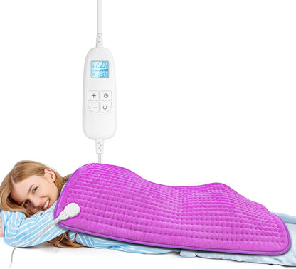 FluffyWarmth Electric Heating Pad for Back, Extra Large 17"x33", Ultra Soft | XXXL for Full Body, Period Cramps, Neck Shoulder Back Pain Relief, 6 Heat Settings 4 Timers Heating Pad, Gifts for Women Men