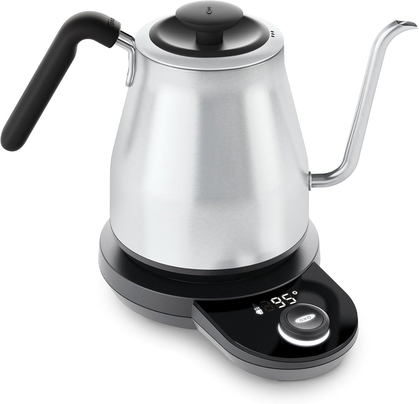 OXO Brew Pour Over Gooseneck Electric Kettle - Stainless Steel | Adjustable Temperature Control, Built-In Timer, Cord Free, Precise Pour, Automatic Shut-Off, Coffee And Tea
