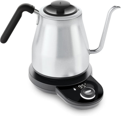 OXO Brew Pour Over Gooseneck Electric Kettle - Stainless Steel | Adjustable Temperature Control, Built-In Timer, Cord Free, Precise Pour, Automatic Shut-Off, Coffee And Tea