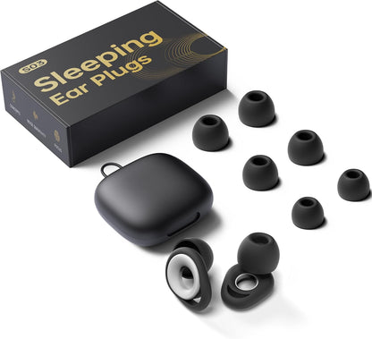Ear Plugs for Sleeping, Reusable Silicone, 28dB Noise Reduction | Noise Cancelling, High Fidelity with Mute Layer for Travel and Focus, Black-White