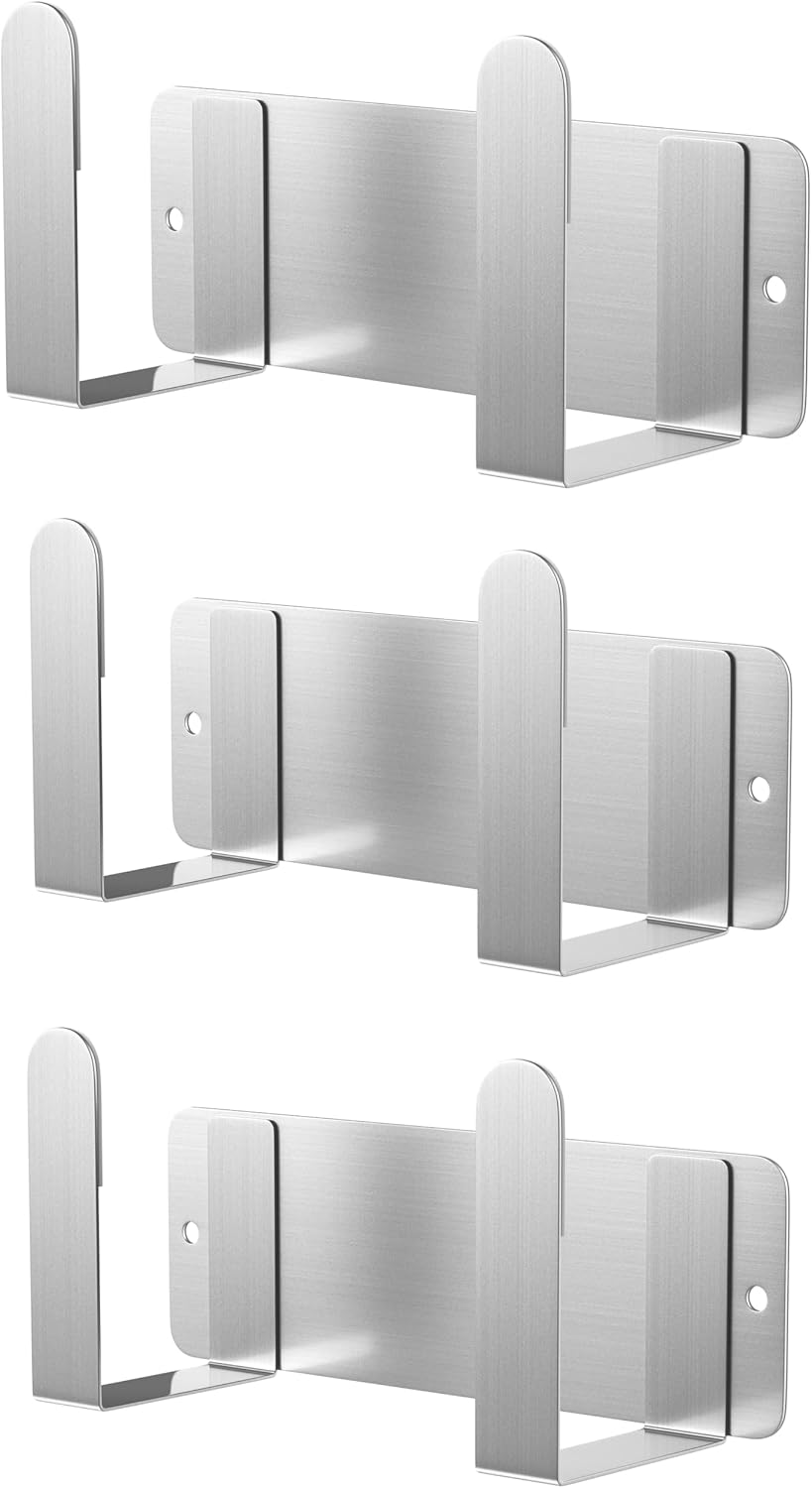 Stainless Steel Wall Mounted Cutting Board Holder Punch-Free Adhesive Multifunctional Kitchen Organizer Pot Lid Storage Rack 7" x 2.3" x 1.8" White