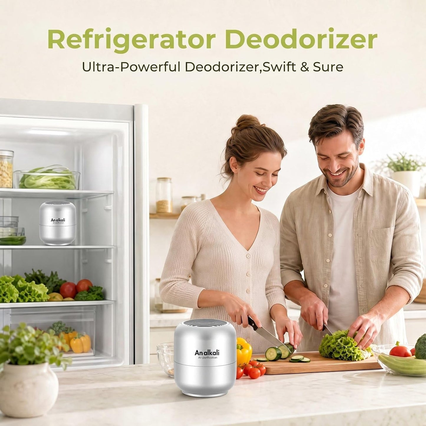 Effective Fridge Deodorizer, Refrigerator Odor Eliminator, 2 Pack | Lasts 10 Years, Chemical-Free Fresh Odor Eliminator Kit, More Effective, for Kitchen Appliances, Closet, Car,Silver