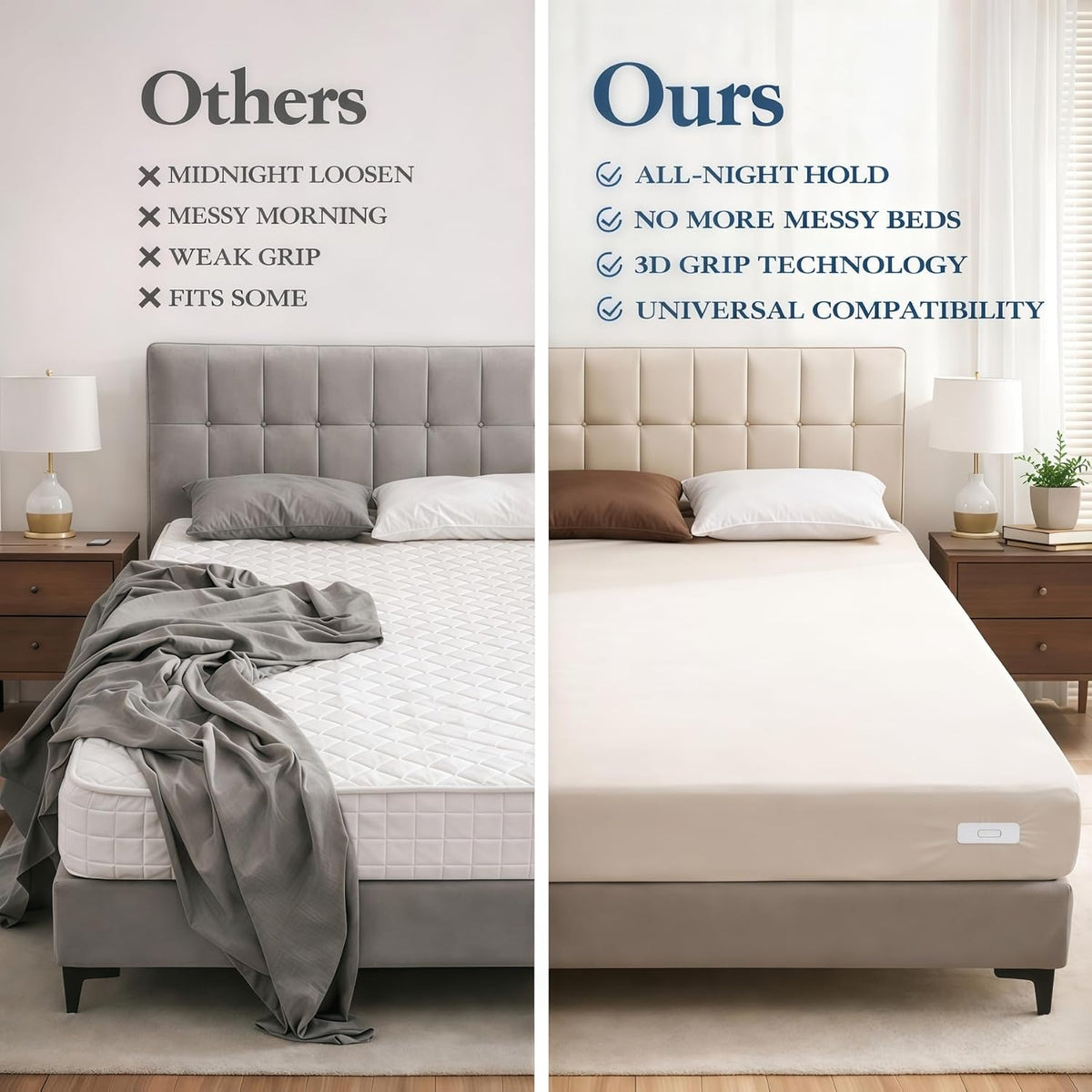 The Original Patented Fitted Sheet Holders - 4 Bed Sheet Grippers 10 Sheet Locks (8 + 2 Spares) Bed Sheet Holders For Corners, Clips, No Metal Corner Sheet Grippers Easily Say Goodbye To Loose Sheets