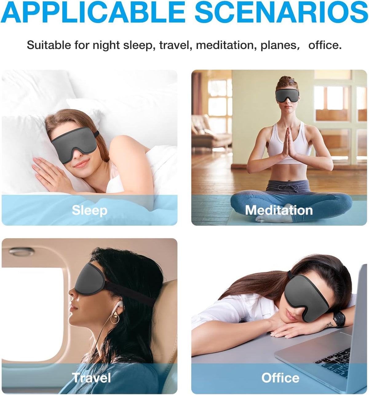 LYSIAN 3D Blackout Sleep Mask for Side Sleepers, 5 Pairs Ear Plugs, Black