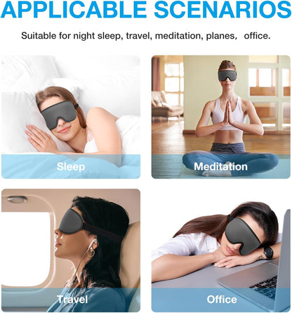 LYSIAN 3D Blackout Sleep Mask for Side Sleepers, 5 Pairs Ear Plugs, Black