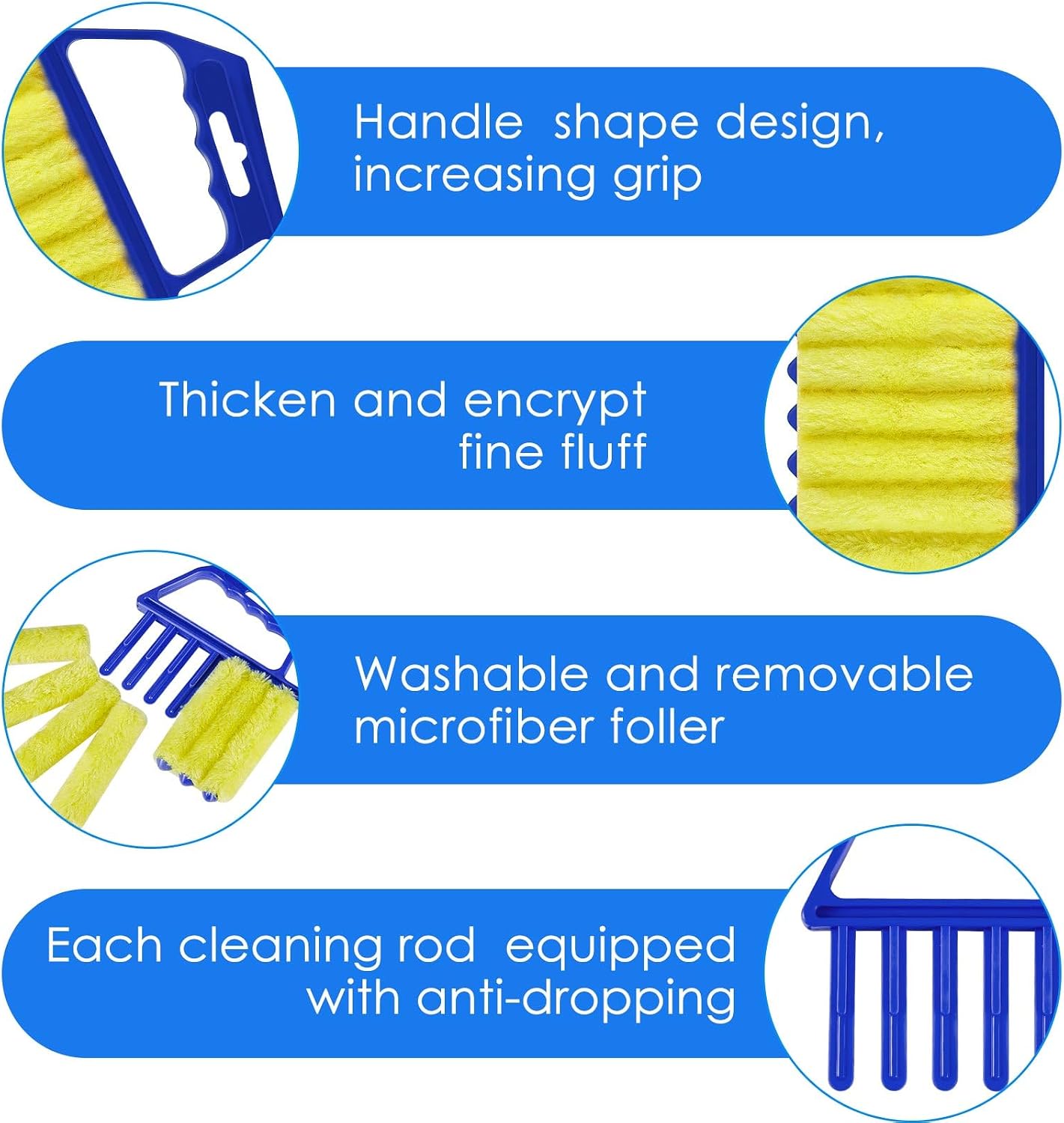 Geiserailie 2 Pcs Window Venetian Blind Cleaner Duster Tool Washable 7 Fingers Dusting Cleaner and Air Vent Shutter Brush Blinds Air Conditioner Fan Duster Dirt Housekeeping Tool (2 Color)