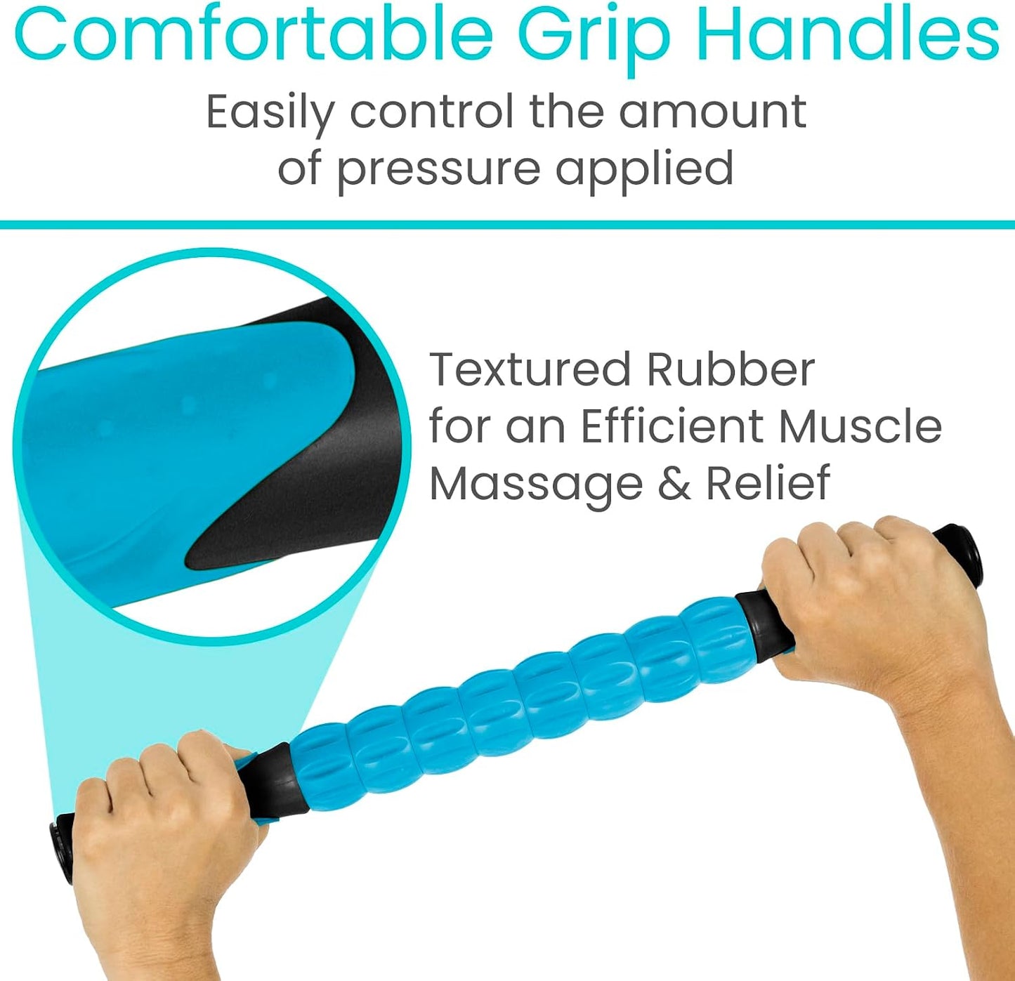 Vive Massage Stick Roller for Muscle, Back, Legs - Deep Tissue Body Fascia | Massager for Hamstring, Calf, Neck Pain, Trigger Point, Exercise -Rolling Relief Tool for Physical Therapy, Recovery