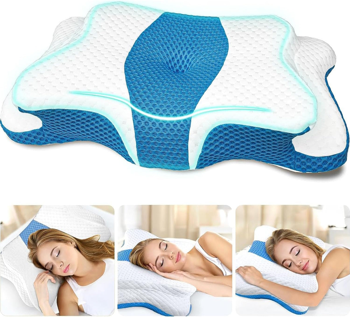 CHxxy Memory Foam Pillows, Cervical Pillow for Neck & Shoulder Pain Relief