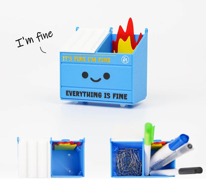 Tian Zhun Dumpster Fire Pencil Holder Funny Magnetic Pen Holder Strong Magnets to Store Marker Pencil Organizer for Refrigerator Whiteboard Locker Home Office or Hospital