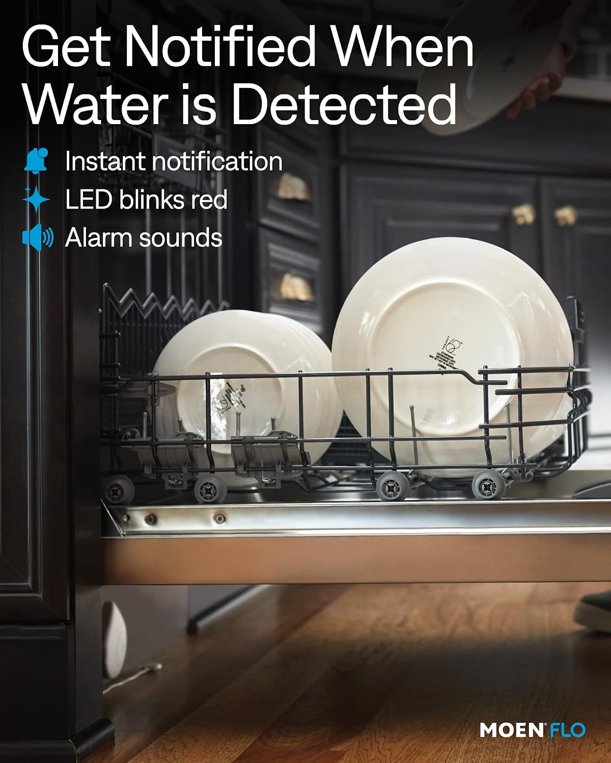 Moen 920-005 Flo Smart Water Leak Detector, White, 3-Pack