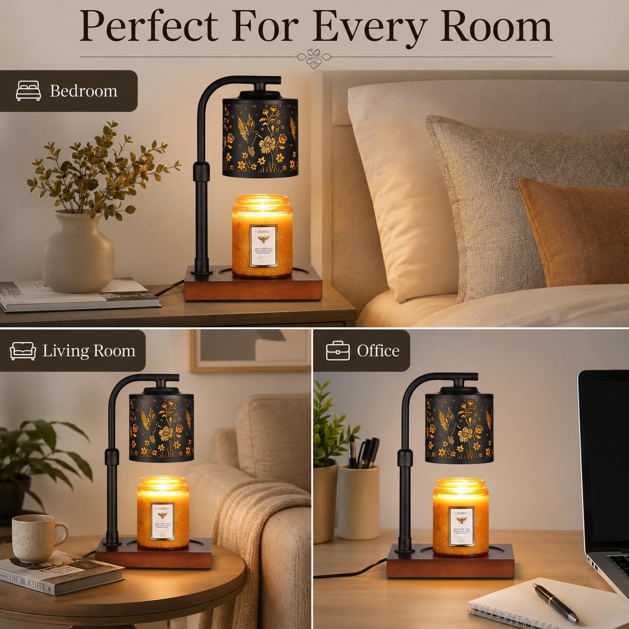 Candle Warmer Lamp Adjustable Height Dimmable for Jar Candles Hummingbird