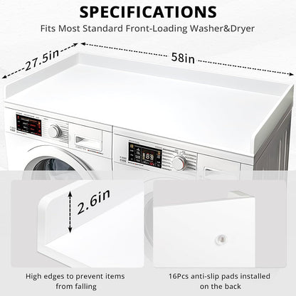 Gashell Washer Dryer Countertop, 27.5" x 54" Bamboo Washer and Dryer Countertop for Laundry Room Organization(Retro Brown)