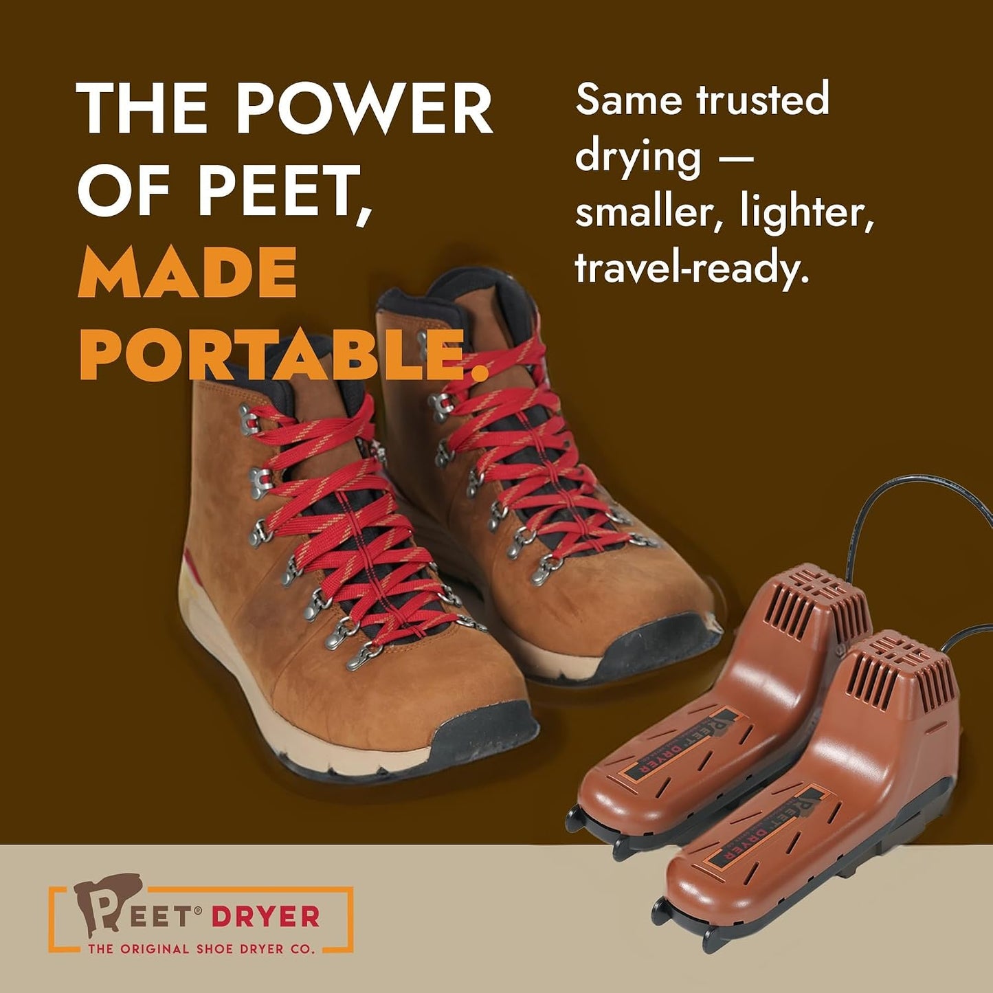 PEET Power Plus Portable Electric Boot & Shoe Dryer for Travel & Cars | Compact & Energy Efficient, Fan & Heat Tech Dries Boots, Cleats & Sneakers, Plug-In, Car Travel-Ready, Safe On All Materials