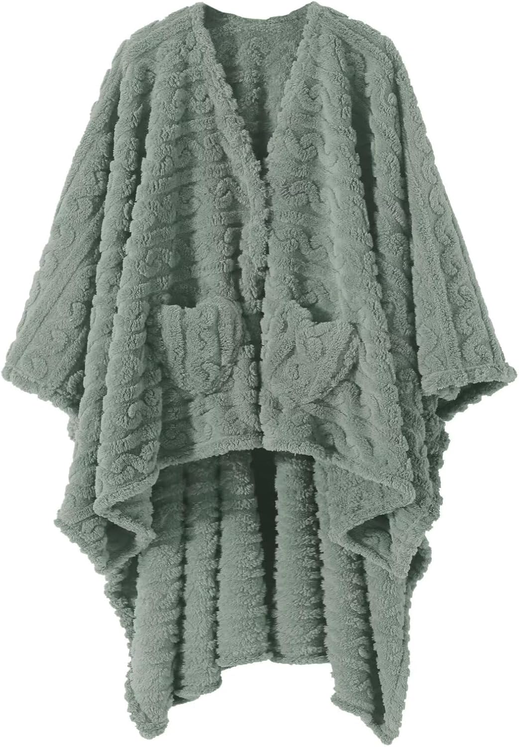 Wearable Blanket Sherpa Fleece Shawl Blanket with Pockets Blanket Poncho Cape for Adults, Cozy Shawl TV Throw Blankets