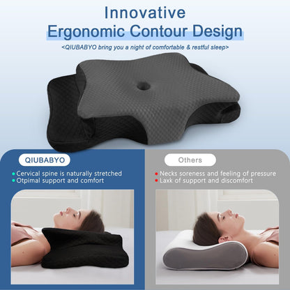 Pain Relief Cervical Pillow for Neck Support, Adjustable Ergonomic Pillow | Cozy Sleeping, Odorless Orthopedic Memory Foam Pillow, Contour Bed Pillow for Side Back Stomach Sleeper