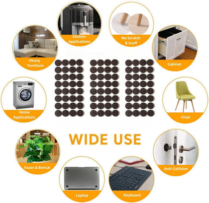Felt Pads Small 3/8" Felt Pads for Cabinet Doors Bumpers, Cabinet Cushion Dots Felt Cabinet Door Stops, Self Adhesive Thick Bumper Pads to Protect Surfaces -Anti Scratch 234 Pcs Round Brown