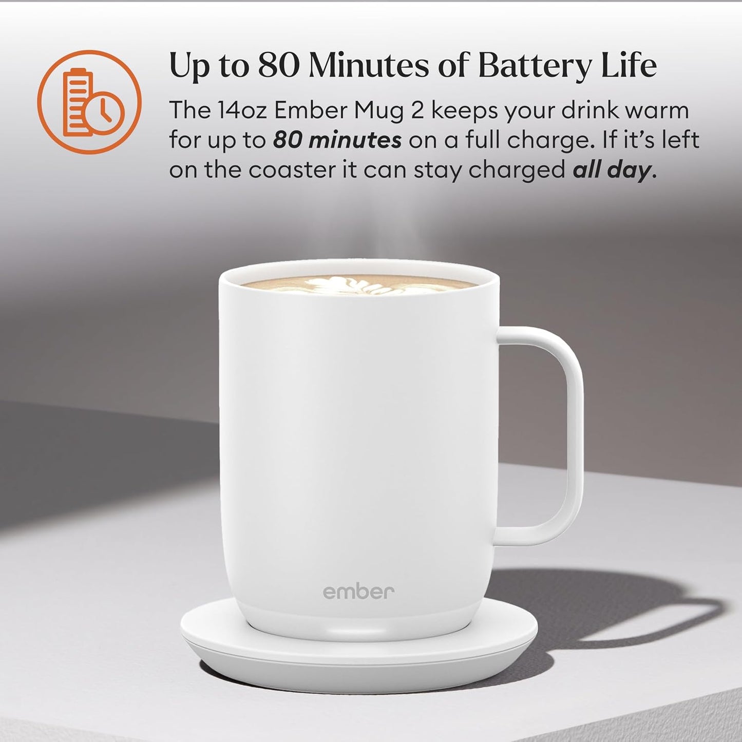 Ember Temperature Control 14oz Smart Mug 2, App-Controlled and Rechargeable Heated Coffee Cup Warmer with Intelligent LED Display, Sage Green.