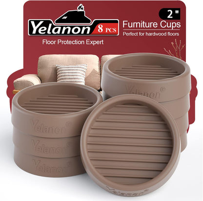 Non Slip Furniture Pads for Hardwood Floors -8 Pcs 3” Furniture Coasters Cups, Anti Skid Furniture Grippers Rubber Feet, Floor Protectors for Furniture Bed Couch Stoppers