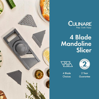 Culinare Multi-Blade Mandoline Slicer, Vegetable, Cheese Chopper and Grater, 4 Interchangeable Blades, Safety Guard, Non-Slip Base