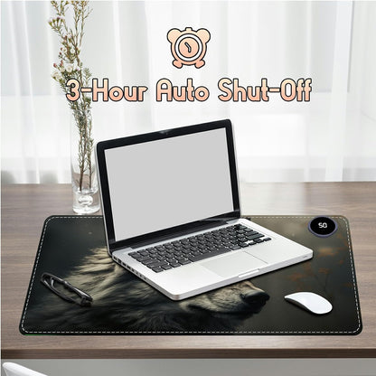 Heated Desk Pad Heated Large Mouse Pad, Electric Quickly Warm Desk Mat with 3 Levels Heating 3 Hours Auto Shut-Off, 31.5" x 13" Warm Gaming Mousepad Hand Foot Warmer, Baby Elephant