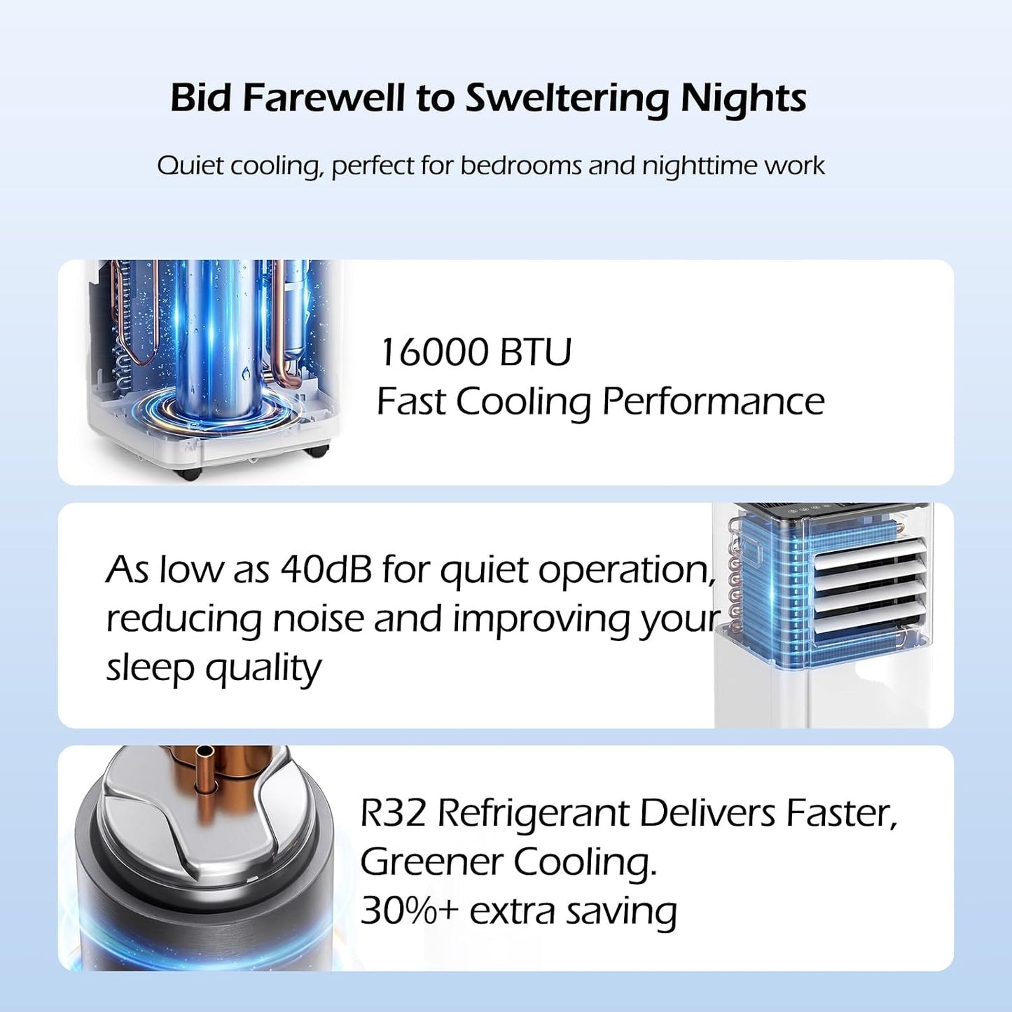 16000 BTU Portable Air Conditioners with WiFi APP | 5-in-1 Fast Cooling for 850 Sq.Ft, Dehumidifier, Fan, 24H Timer, Quiet 40dB Sleep Mode for Home - Included window kit