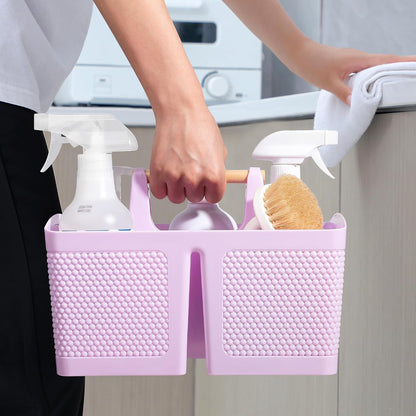 rejomiik Plastic Shower Caddy, Portable Shower Basket with Handle, Cream | Cleaning Caddy Organizer for Bathroom, College Dorm Room Essentials, Storage Tote