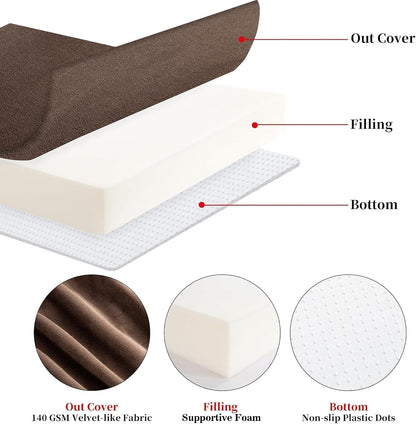 HOMBYS Foam Lumbar Support Pillow for Recliner with Recliner Chair Seat Cushion-Thick Seat Cushion for Elderly with Long Back Support, Extra Large & Non-Slip, Brown