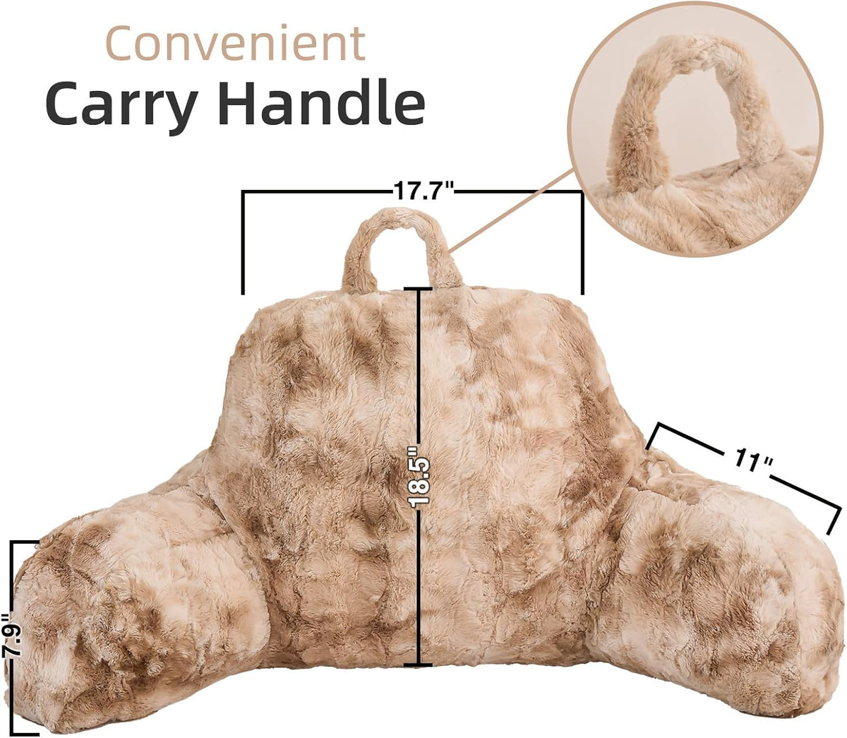 A Nice Night Ivory Reading Pillow, 18.5" Bed Wedge Pillows with Arms