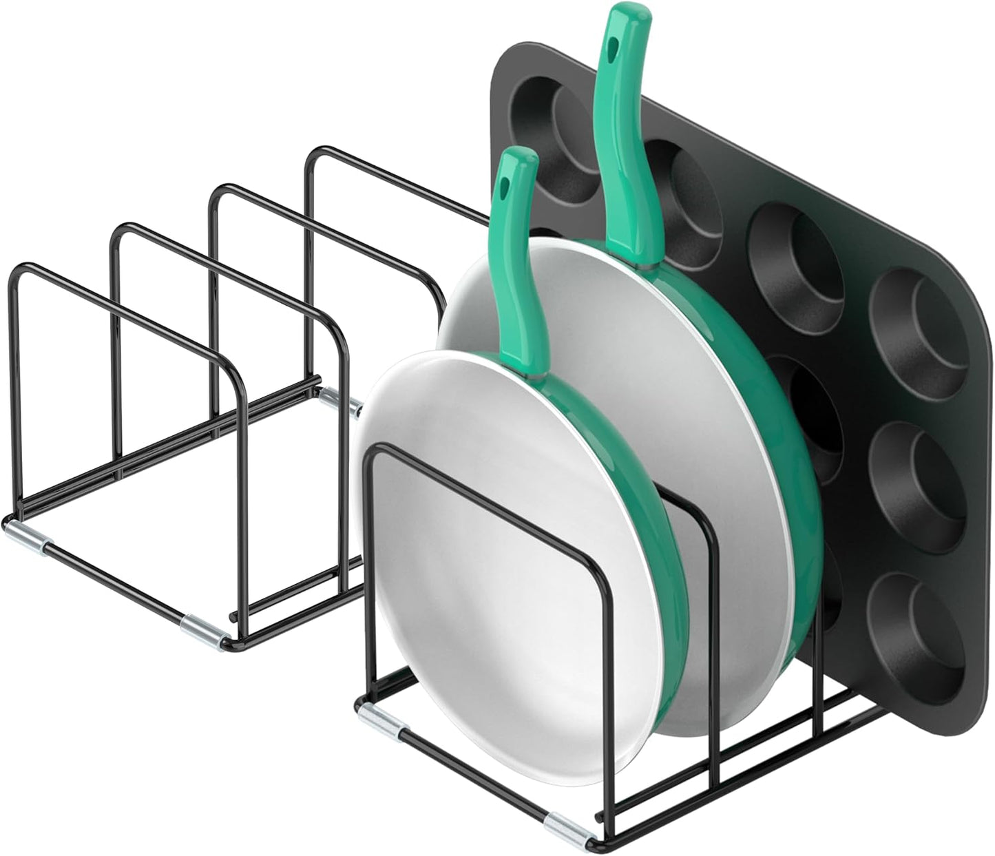 Kitchen Cabinet Organizer, Steel Cookware Holder, Divided Holder with 5 Slots for Skillets Baking Tray and Chopping Board Rack - Baking Pan Holder Storage (1 PC)