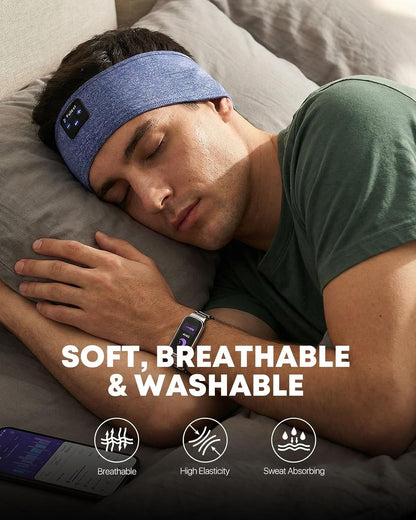 Sleep Headphones Bluetooth 5.4 Headband, Wireless Sleep Headphones with Ultra-Thin HD Stereo Speakers for Side Sleepers, Sweatproof Sports Headband for Workout Yoga Running Cool Gadget Unique Gifts