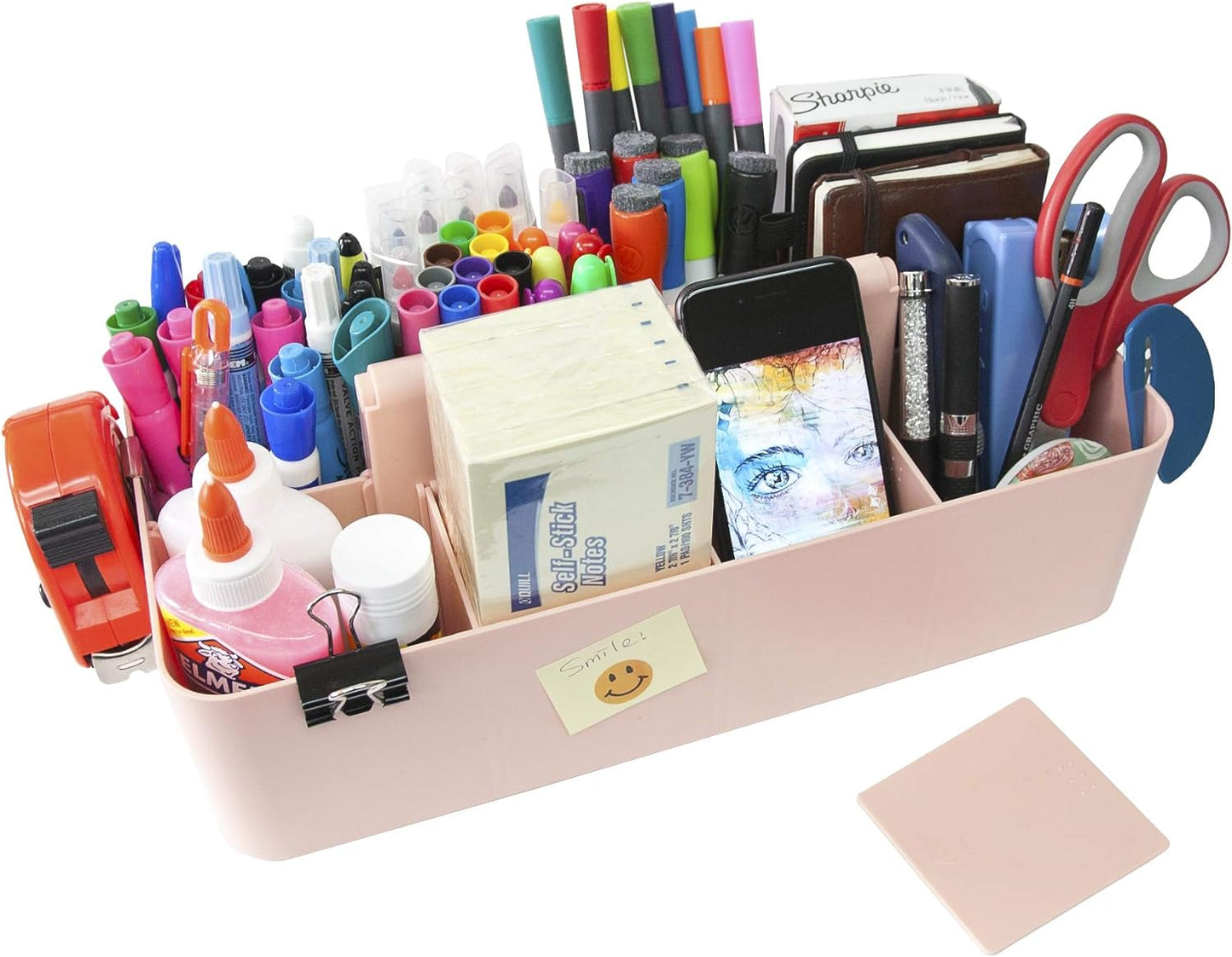 Portable Caddy American Made, DIY Dividers, 8 Compartments, Supply Organizer, Portable Tote Basket with Handle Storage Organizer Bathroom, Office, Crafts, or School Supplies