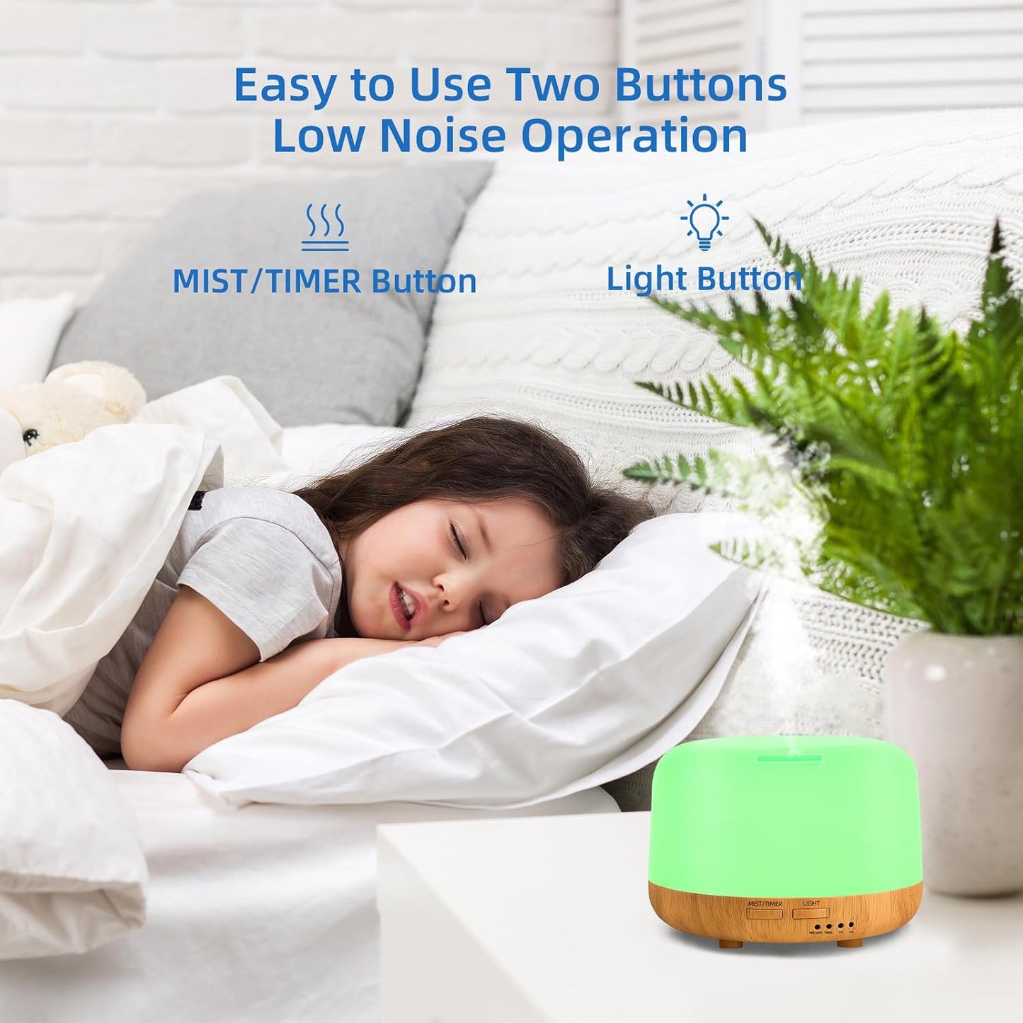 SPLITSKY 300ml Ultrasonic Essential Oil Diffuser with Remote Control | 7-color LED lighting, 2 mist modes, 2H and 4H timers, and waterless auto shut-off for bedrooms, desks and offices.