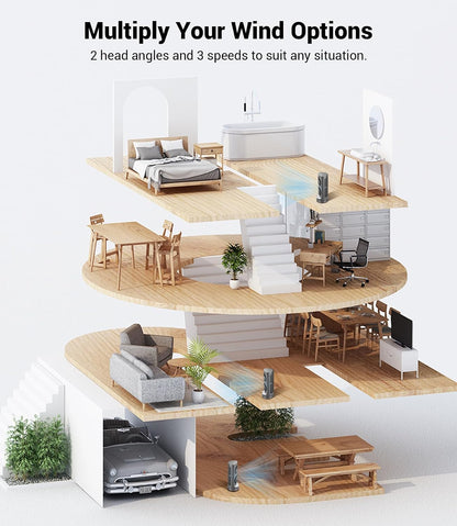 Tower Fan for Bedroom,24 ft/s Portable Desk Table Fan with Remote
