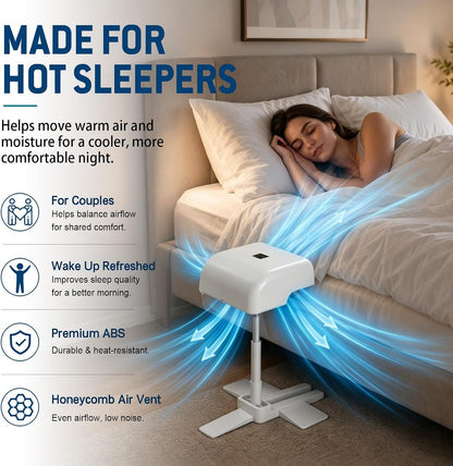 Rechargeable Bed Cooling Fan Under Sheets for Hot Sleepers | Under-Sheet Cooling System With Remote Control, 5 Quiet Speeds, Adjustable Height And Long-Lasting 10000mah Battery