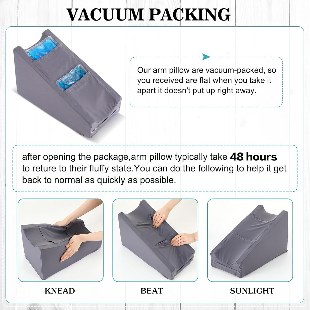 Buryeah Dark Gray Arm Elevation Pillow 2 Pocket, Plush Material