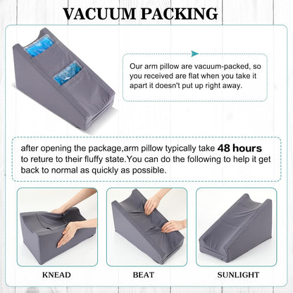 Buryeah Dark Gray Arm Elevation Pillow 2 Pocket, Plush Material