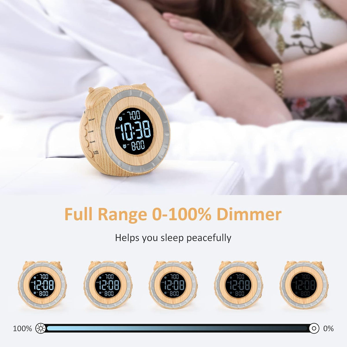 uscce Loud Dual Alarm Clock with Powerful Adjustable Bed Shaker