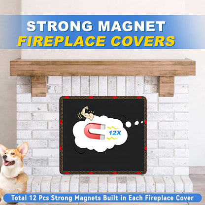 Fireplace Cover, Draft Stopper for Brick Fireplace, Fireplace Flue Blocker, Indoor Fireplace Blanket for Heat Loss, Winter and Summer, Black, 36x20 Inches