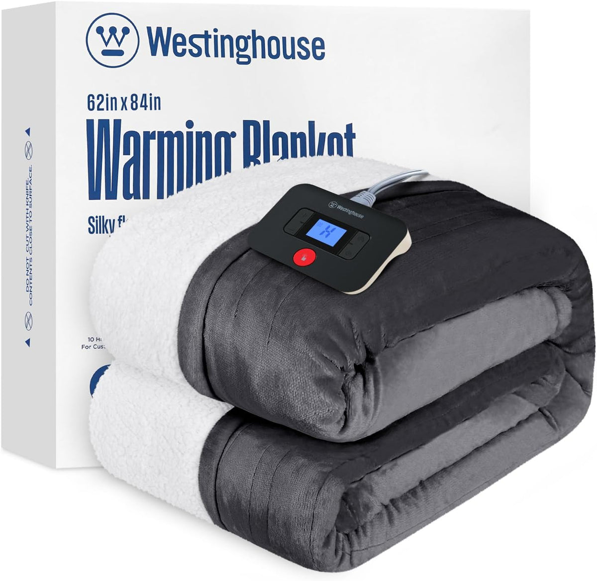 Westinghouse Heated Throw Blanket, 50"x60", Charcoal, ETL Certified