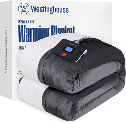 Westinghouse Heated Throw Blanket, 50"x60", Charcoal, ETL Certified