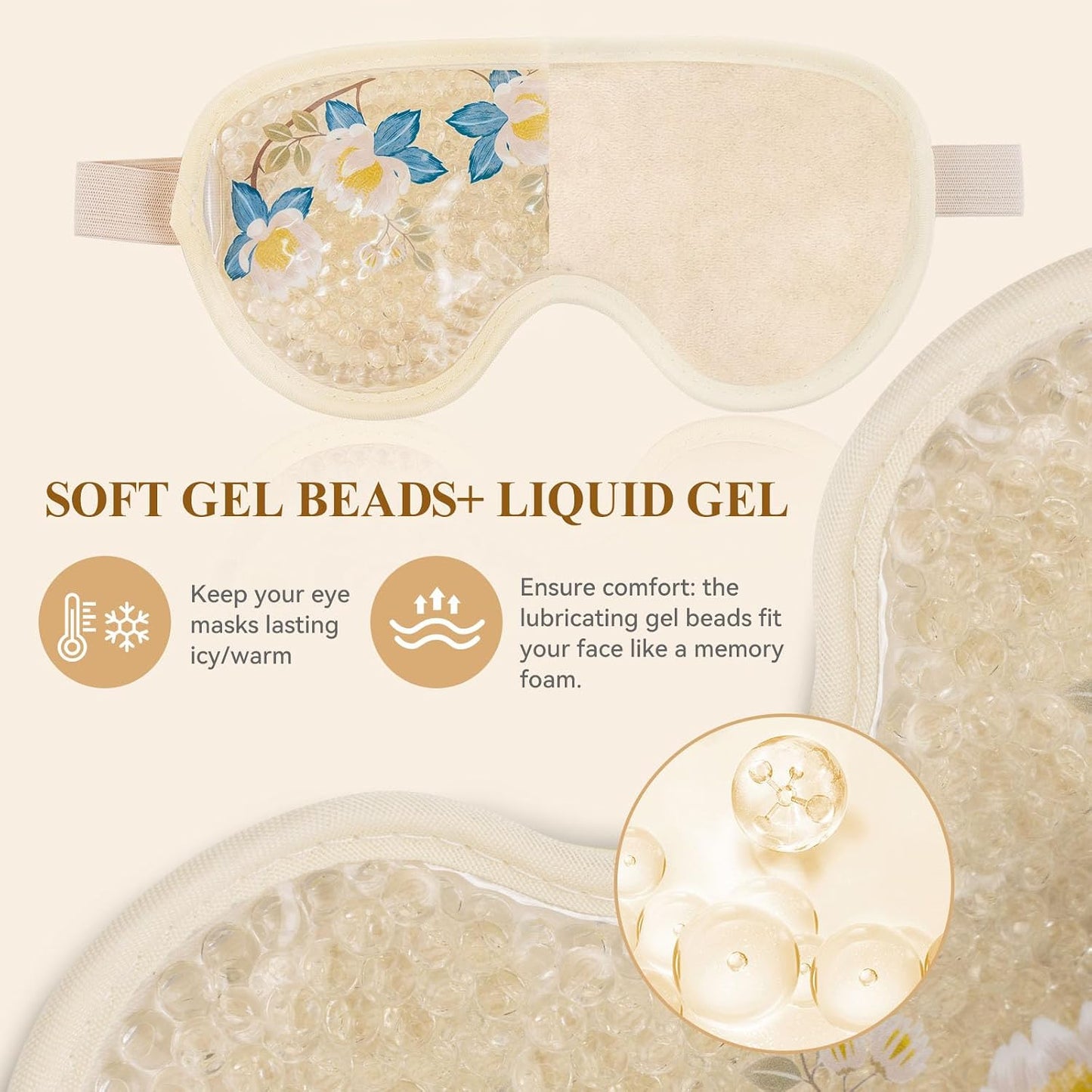 LEOSTEP 4 PCS Cooling Eye Mask Set - Ice Face Mask with Camellia Essential Oil, Cold Eye Compress and Reusable Gel Pads for Eyes Puffiness, Migraine Headache, Dark Circles, Dry Eyes