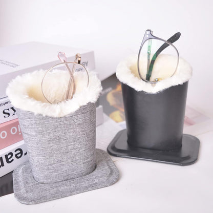 Baitaihem Pack of 2 Plush Lined Eyeglasses Holder Stand Protective Glasses Case For Desks Or Nightstands