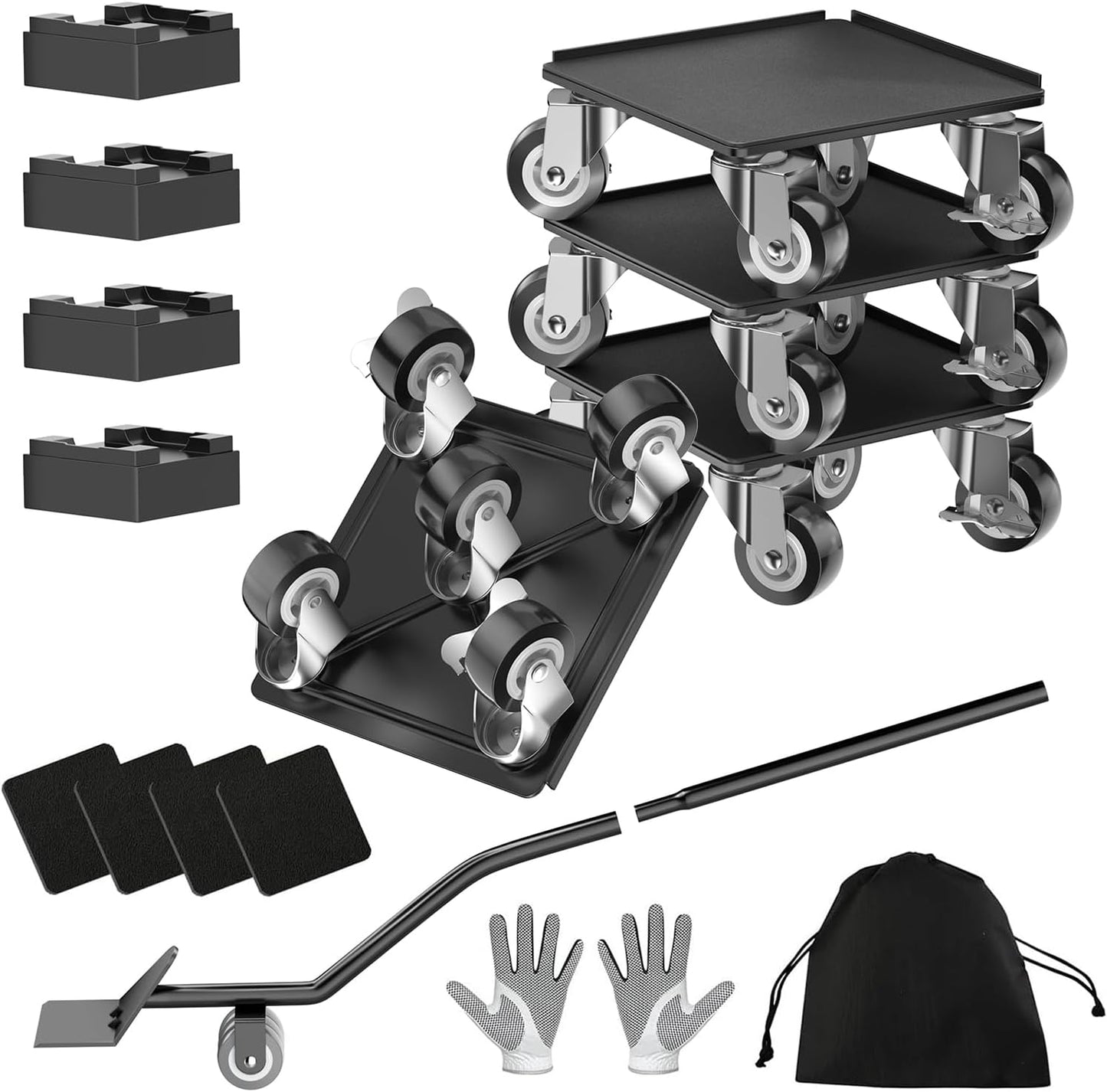Kavlium Heavy Duty Furniture Dolly,5-Wheel Furniture Movers,5.3 Inch | Carbon Steel Dolly with Lifter Tool and 360° Casters for Moving Sofas,Refrigerators,Cabinets and Other Heavy Furniture.