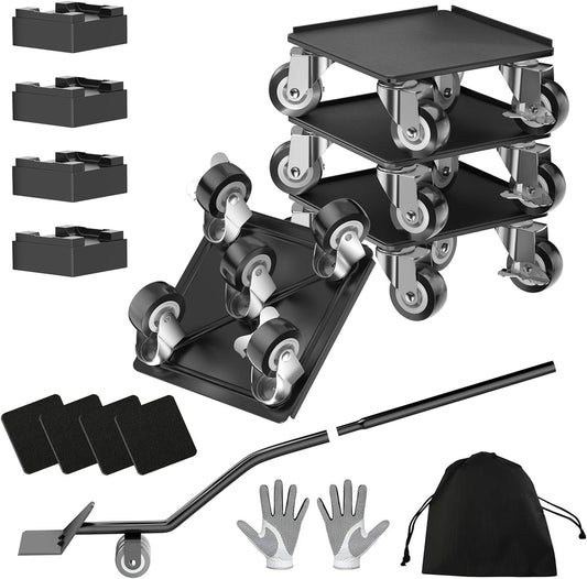 Kavlium Heavy Duty Furniture Dolly,5-Wheel Furniture Movers,5.3 Inch | Carbon Steel Dolly with Lifter Tool and 360° Casters for Moving Sofas,Refrigerators,Cabinets and Other Heavy Furniture.